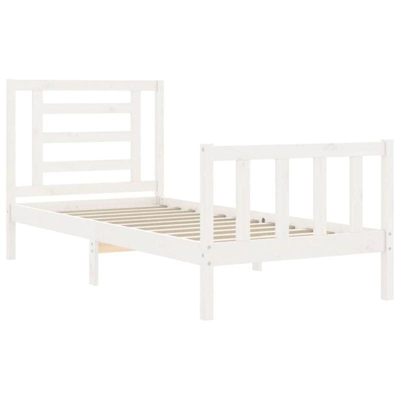Casa si Gradina - Mobilier - Paturi si accesorii - Paturi - Cadru de pat cu tablie single mic, alb, lemn masiv - Infinity.ro