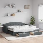 Casa si Gradina - Mobilier - Paturi si accesorii - Paturi - Pat de zi cu extensie si sertare, gri inchis, 90x200 cm textil - Infinity.ro