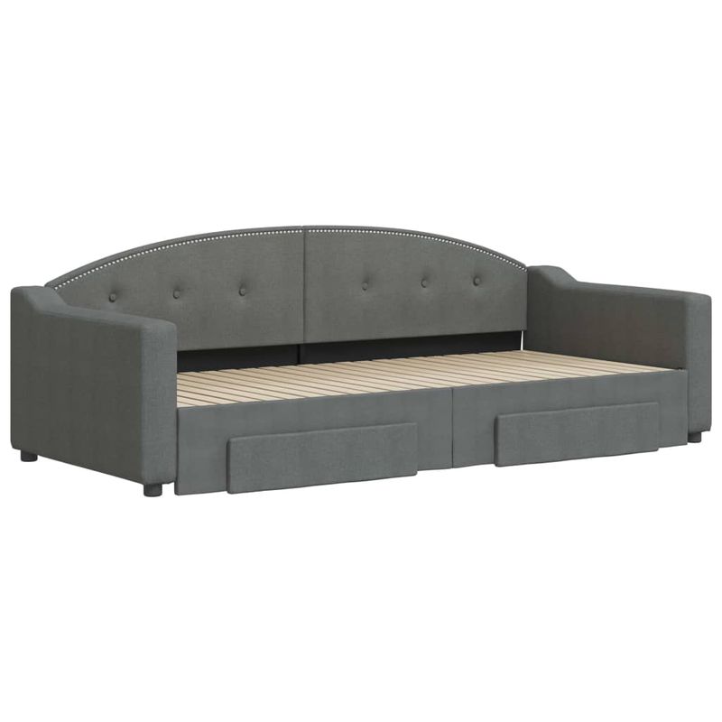 Casa si Gradina - Mobilier - Paturi si accesorii - Paturi - Pat de zi cu extensie si sertare, gri inchis, 90x200 cm textil - Infinity.ro