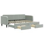 Casa si Gradina - Mobilier - Paturi si accesorii - Paturi - Pat de zi cu extensie si sertare, gri deschis 80x200 cm catifea - Infinity.ro