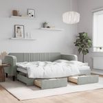 Casa si Gradina - Mobilier - Paturi si accesorii - Paturi - Pat de zi cu extensie si sertare, gri deschis 80x200 cm catifea - Infinity.ro
