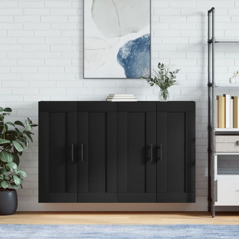 Casa si Gradina - Mobilier - Comode si corpuri - Comode - Dulapuri montate pe perete, 2 buc, negru, lemn prelucrat - Infinity.ro