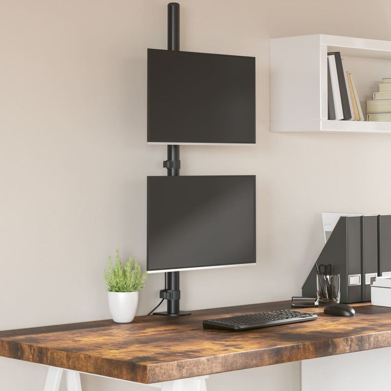 TV, Audio-Video si Foto - Accesorii TV si audio - Suporturi TV - Suport de perete pentru monitor dublu VESA 75/100 mm negru otel - Infinity.ro