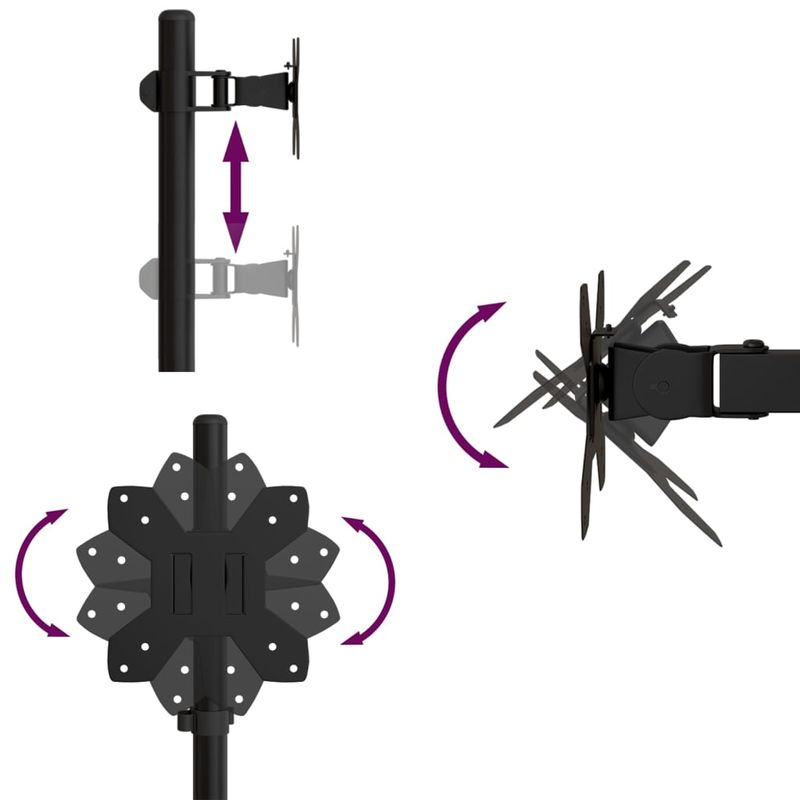 TV, Audio-Video si Foto - Accesorii TV si audio - Suporturi TV - Suport de perete pentru monitor dublu VESA 75/100 mm negru otel - Infinity.ro