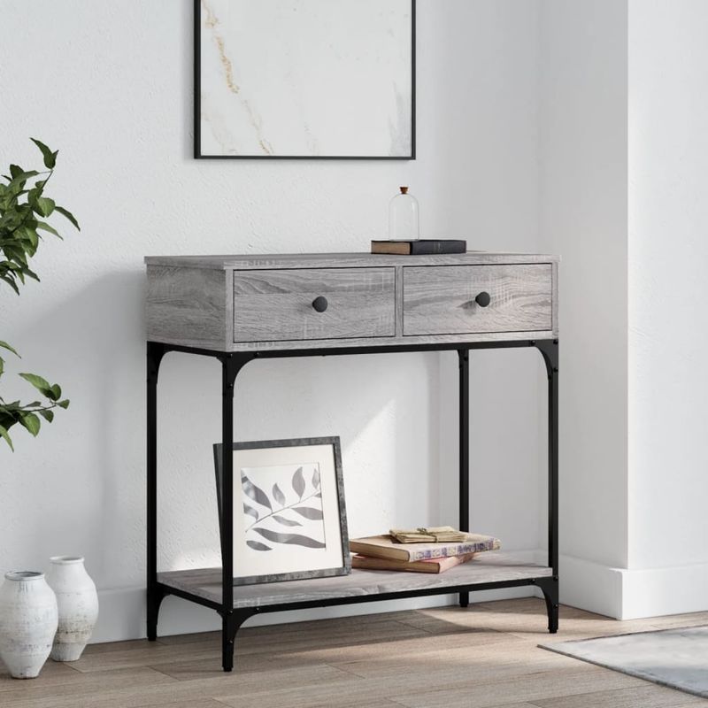 Casa si Gradina - Mobilier - Comode si corpuri - Console - Masa consola, gri sonoma, 75x34,5x75 cm, lemn prelucrat - Infinity.ro