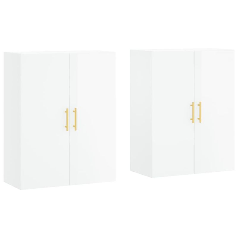 Casa si Gradina - Mobilier - Comode si corpuri - Comode - Dulapuri montaj pe perete, 2 buc, alb extralucios, 69,5x34x90cm, model auriu model tub - Infinity.ro