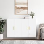 Casa si Gradina - Mobilier - Comode si corpuri - Comode - Dulapuri montaj pe perete, 2 buc, alb extralucios, 69,5x34x90cm, model auriu model tub - Infinity.ro