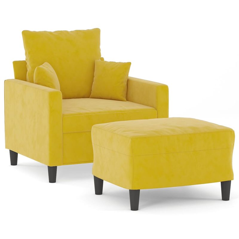 Casa si Gradina - Mobilier - Scaune si fotolii - Fotolii - Fotoliu canapea cu taburet, galben, 60 cm, catifea - Infinity.ro