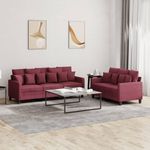 Casa si Gradina - Mobilier - Seturi de mobilier - Seturi living - Set canapea cu perne, 2 piese, rosu vin, material textil - Infinity.ro