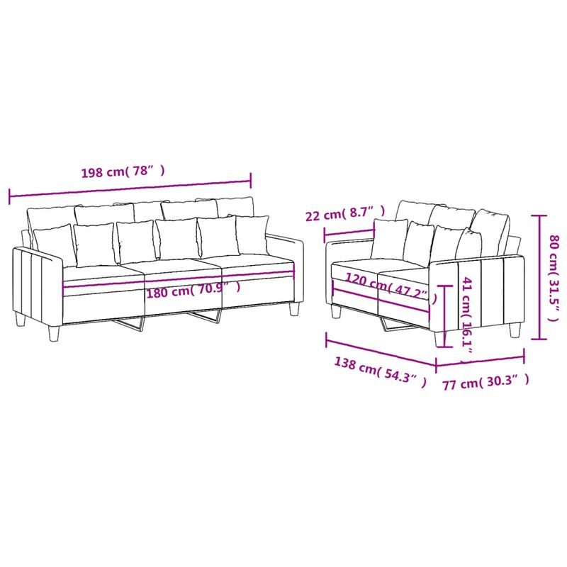 Casa si Gradina - Mobilier - Seturi de mobilier - Seturi living - Set canapea cu perne, 2 piese, rosu vin, material textil - Infinity.ro