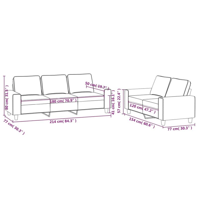 Casa si Gradina - Mobilier - Seturi de mobilier - Seturi living - Set de canapele, 2 piese, gri inchis, material textil - Infinity.ro