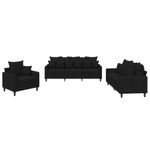 Casa si Gradina - Mobilier - Seturi de mobilier - Seturi living - Set de canapele cu perne, 3 piese, negru, catifea - Infinity.ro