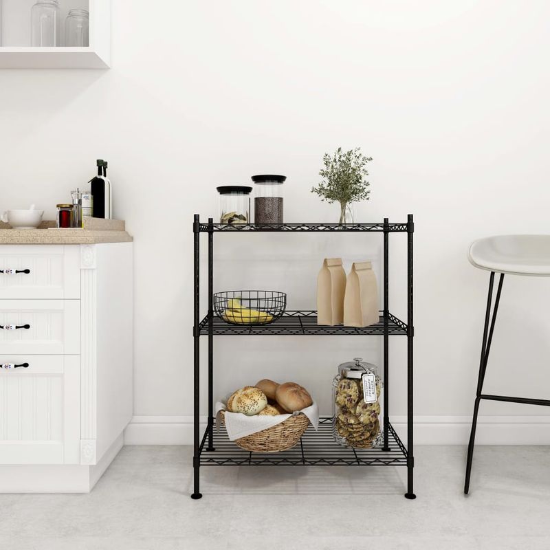 Casa si Gradina - Mobilier - Biblioteci si rafturi - Rafturi - Raft de depozitare, 3 niveluri, negru, 60 x 35 x 76 cm, 150 kg - Infinity.ro