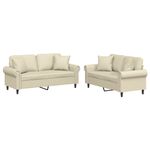 Casa si Gradina - Mobilier - Seturi de mobilier - Seturi living - Set de canapele cu perne, 2 piese, crem, piele ecologica - Infinity.ro
