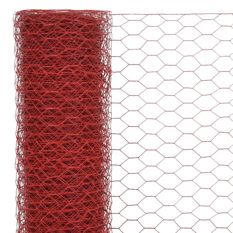 Casa si Gradina - Gradina si terasa - Garduri, panouri si accesorii - Plasa de sarma gaini, rosu, 25 x 1 m, otel cu invelis PVC - Infinity.ro