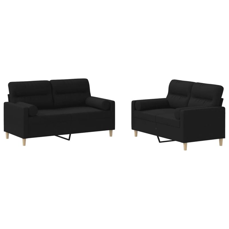 Casa si Gradina - Mobilier - Seturi de mobilier - Seturi living - Set de canapele cu perne, 2 piese, negru, material textil - Infinity.ro