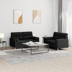 Casa si Gradina - Mobilier - Seturi de mobilier - Seturi living - Set de canapele cu perne, 2 piese, negru, material textil - Infinity.ro
