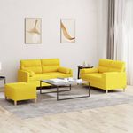 Casa si Gradina - Mobilier - Seturi de mobilier - Seturi living - Set de canapele cu perne, 3 piese, galben deschis, textil - Infinity.ro