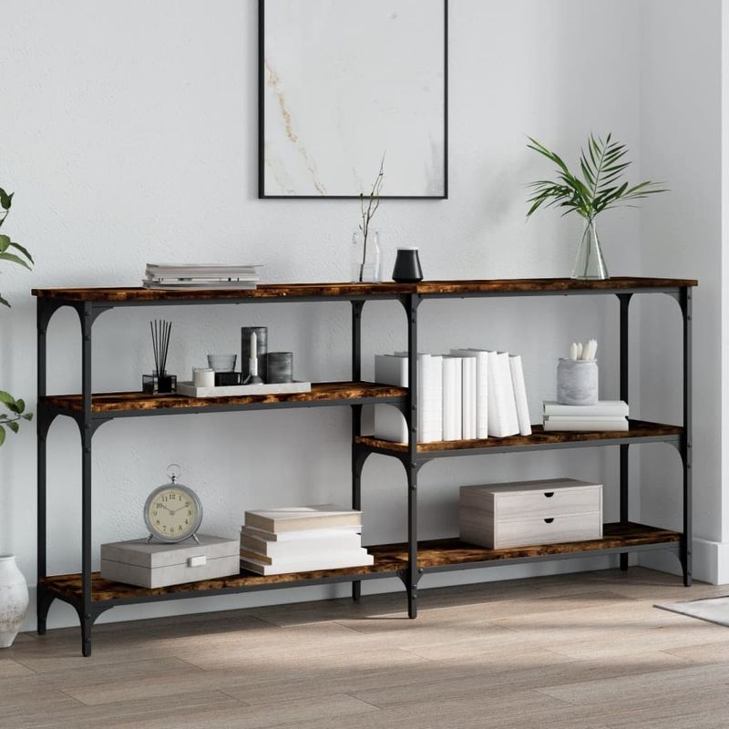 Casa si Gradina - Mobilier - Comode si corpuri - Console - Masuta consola, stejar fumuriu, 160x29x75 cm, lemn prelucrat - Infinity.ro