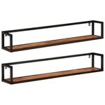 Casa si Gradina - Mobilier - Biblioteci si rafturi - Rafturi - Rafturi de perete 2 buc. 110x17x17 cm lemn masiv acacia si fier - Infinity.ro