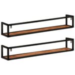 Casa si Gradina - Mobilier - Biblioteci si rafturi - Rafturi - Rafturi de perete 2 buc. 110x17x17 cm lemn masiv acacia si fier - Infinity.ro