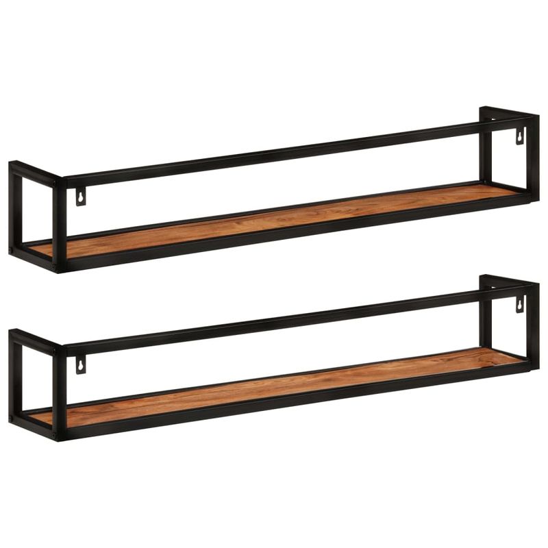 Casa si Gradina - Mobilier - Biblioteci si rafturi - Rafturi - Rafturi de perete 2 buc. 110x17x17 cm lemn masiv acacia si fier - Infinity.ro