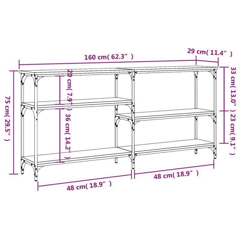 Casa si Gradina - Mobilier - Comode si corpuri - Console - Masuta consola, stejar fumuriu, 160x29x75 cm, lemn prelucrat - Infinity.ro