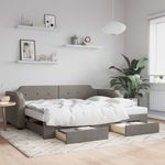 Casa si Gradina - Mobilier - Paturi si accesorii - Paturi - Pat de zi cu extensie si sertare, gri taupe, 80x200 cm, textil - Infinity.ro