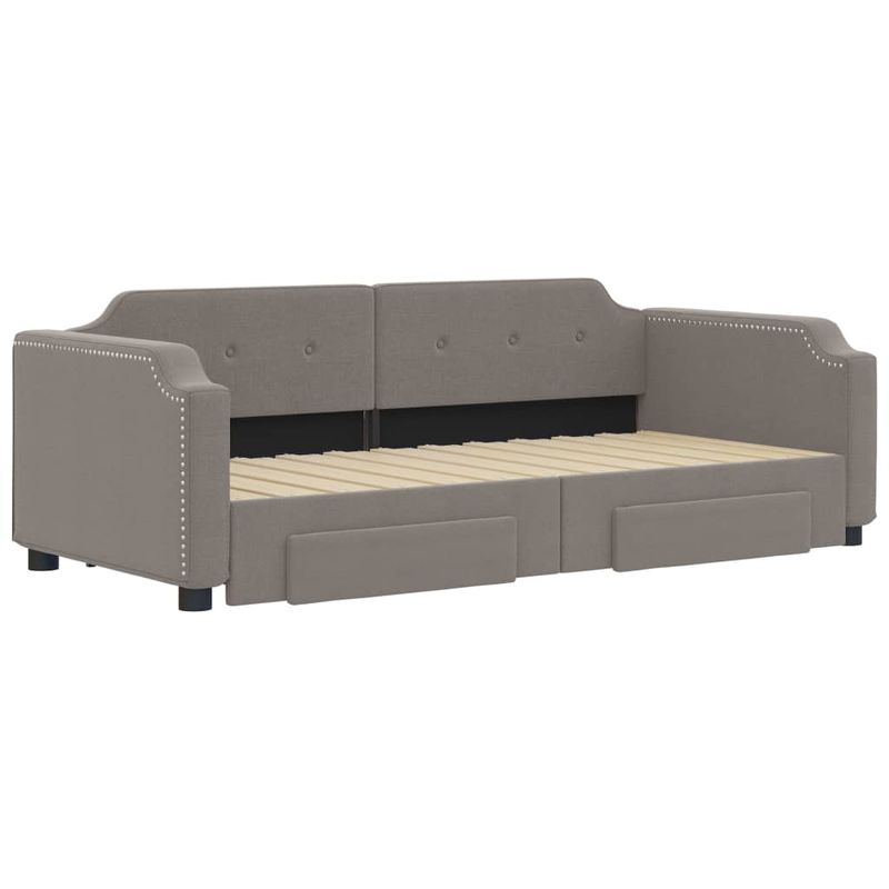 Casa si Gradina - Mobilier - Paturi si accesorii - Paturi - Pat de zi cu extensie si sertare, gri taupe, 80x200 cm, textil - Infinity.ro