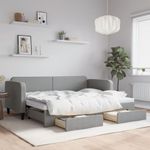 Casa si Gradina - Mobilier - Paturi si accesorii - Paturi - Pat de zi cu extensie si sertare, gri deschis, 80x200 cm textil - Infinity.ro