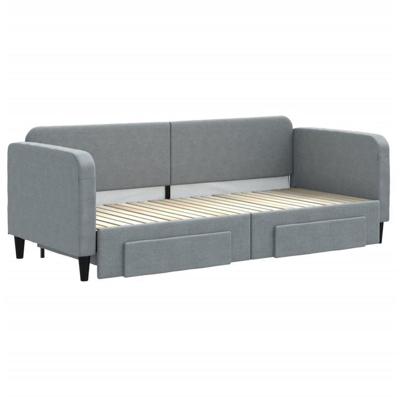 Casa si Gradina - Mobilier - Paturi si accesorii - Paturi - Pat de zi cu extensie si sertare, gri deschis, 80x200 cm textil - Infinity.ro