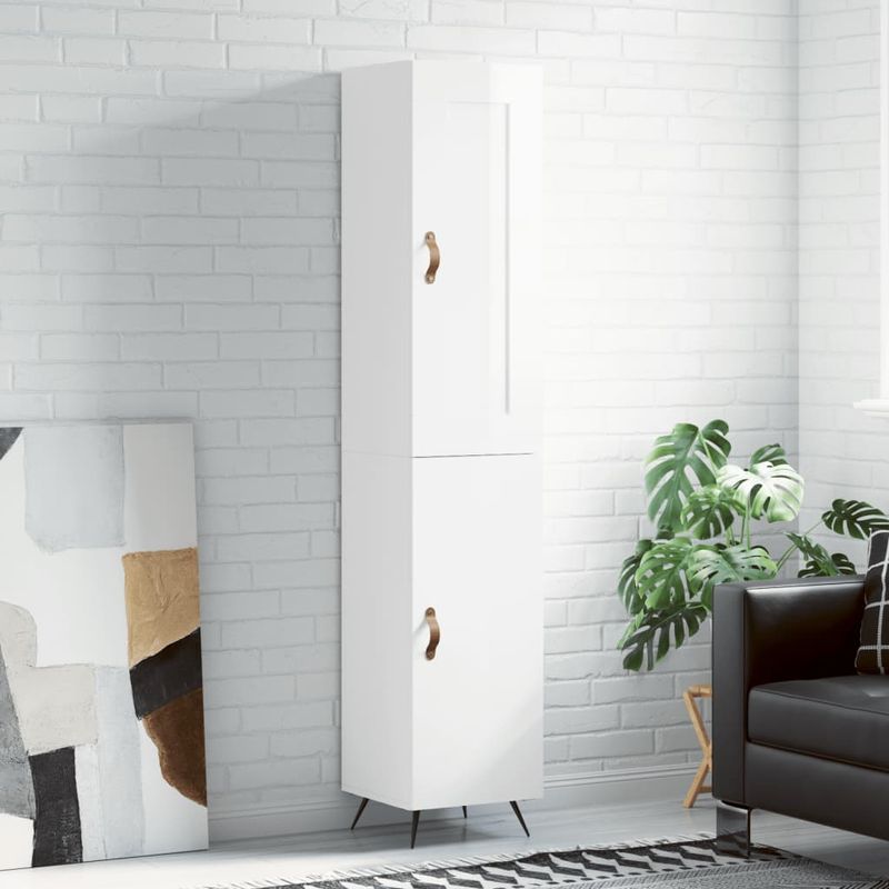 Casa si Gradina - Mobilier - Comode si corpuri - Comode - Dulap inalt, alb extralucios, 34,5x34x180 cm, lemn prelucrat - Infinity.ro