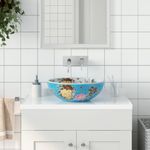 Casa si Gradina - Sanitare - Lavoar baie si accesorii - Lavoare si piedestale - Lavoar de blat, multicolor, rotund, Φ41x14 cm, ceramica, albastru și galben - Infinity.ro