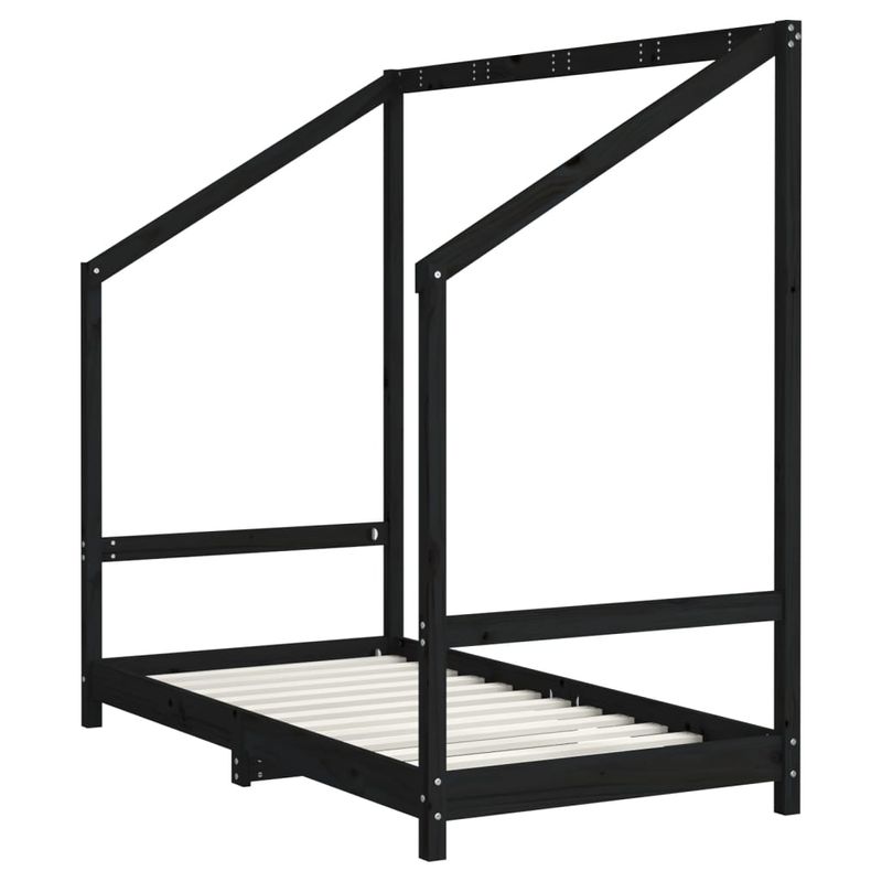 Casa si Gradina - Mobilier - Mobilier copii - Patuturi copii - Cadru de pat pentru copii, negru, 80x160 cm, lemn masiv de pin - Infinity.ro