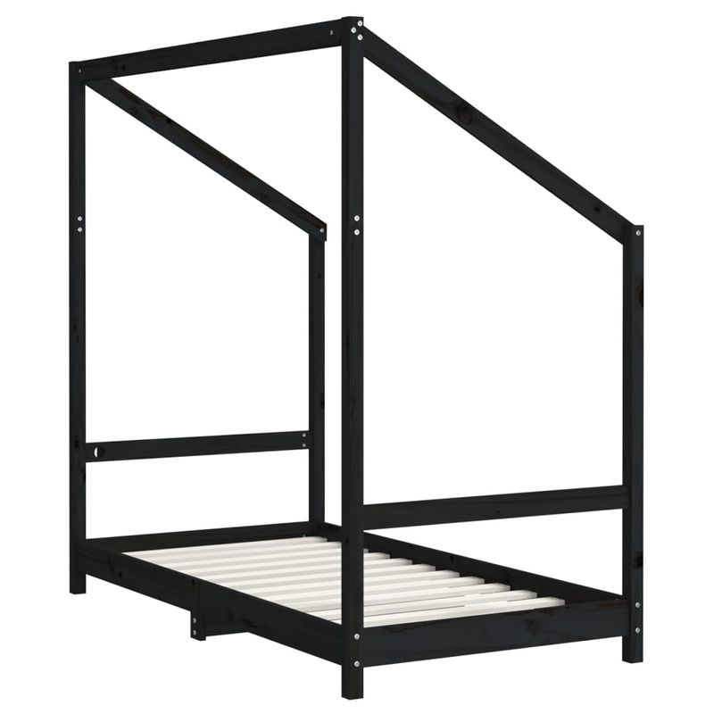 Casa si Gradina - Mobilier - Mobilier copii - Patuturi copii - Cadru de pat pentru copii, negru, 80x160 cm, lemn masiv de pin - Infinity.ro