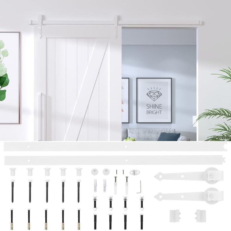 Casa si Gradina - Constructii - Usi interior, exterior si garaj - Accesorii usi - Set feronerie pentru usi glisante, alb, 200 cm, otel - Infinity.ro