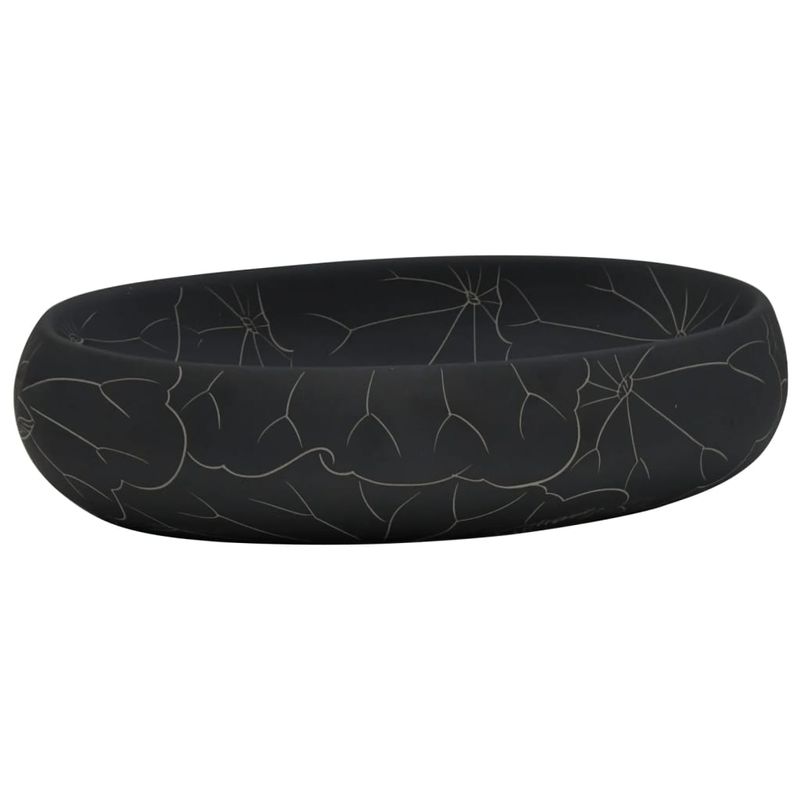 Casa si Gradina - Sanitare - Lavoar baie si accesorii - Lavoare si piedestale - Lavoar de blat, negru, 59x40x15 cm, ceramica, oval - Infinity.ro