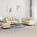 Casa si Gradina - Mobilier - Seturi de mobilier - Seturi living - Set de canapele cu perne, 3 piese, crem, textil - Infinity.ro