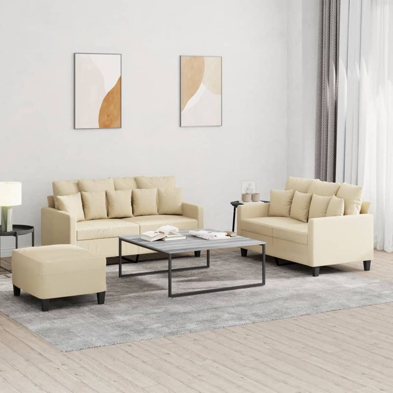 Casa si Gradina - Mobilier - Seturi de mobilier - Seturi living - Set de canapele cu perne, 3 piese, crem, textil - Infinity.ro