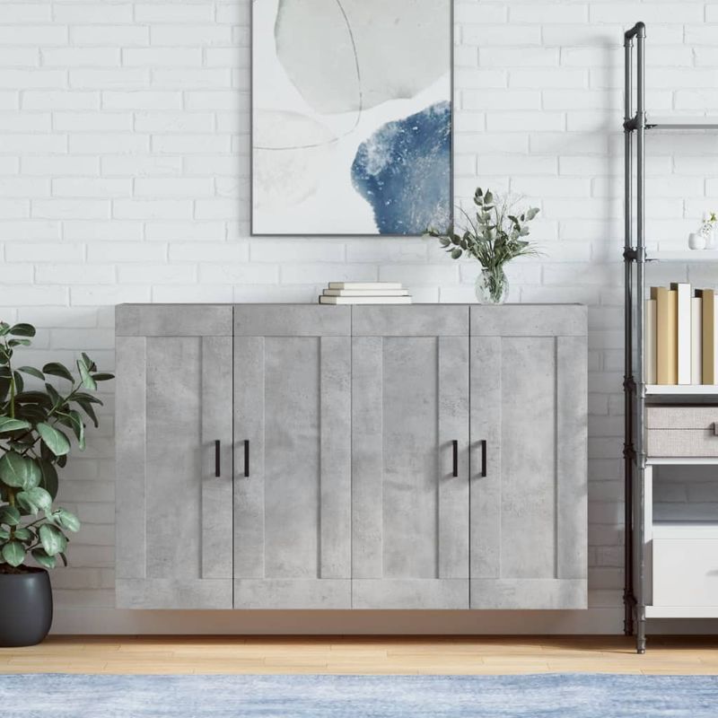 Casa si Gradina - Mobilier - Comode si corpuri - Comode - Dulapuri de perete, 2 buc., gri beton, lemn prelucrat - Infinity.ro