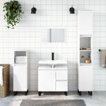 Casa si Gradina - Mobilier - Seturi de mobilier - Seturi baie - Set mobilier de baie, 3 piese, alb extralucios, lemn compozit - Infinity.ro
