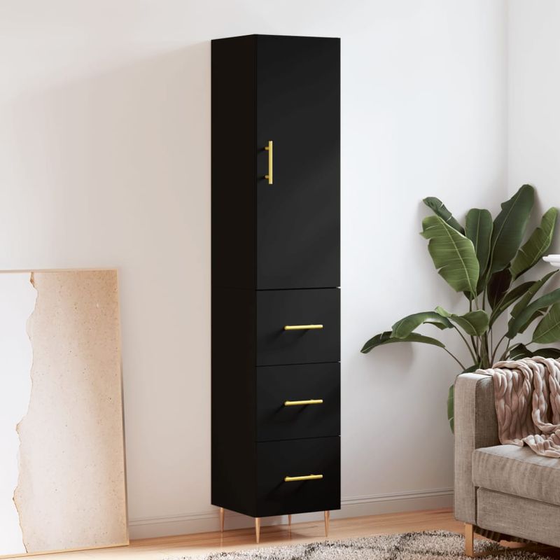 Casa si Gradina - Mobilier - Comode si corpuri - Comode - Dulap inalt, negru, 34,5x34x180 cm, lemn prelucrat - Infinity.ro