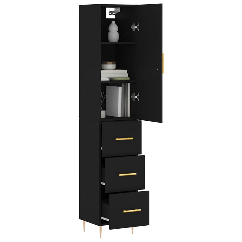 Casa si Gradina - Mobilier - Comode si corpuri - Comode - Dulap inalt, negru, 34,5x34x180 cm, lemn prelucrat - Infinity.ro
