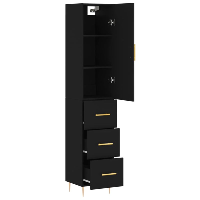 Casa si Gradina - Mobilier - Comode si corpuri - Comode - Dulap inalt, negru, 34,5x34x180 cm, lemn prelucrat - Infinity.ro