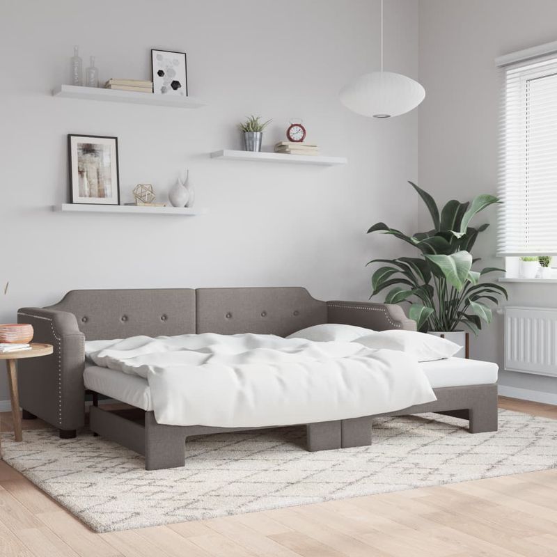 Casa si Gradina - Mobilier - Paturi si accesorii - Paturi - Pat de zi cu extensie, gri taupe, 100x200 cm, textil - Infinity.ro