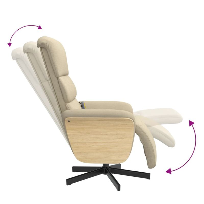 Ingrijire personala si Cosmetice - Sanatate si wellness - Articole wellness - Fotolii de masaj - Fotoliu de masaj rabatabil cu suport de picioare, crem, textil - Infinity.ro