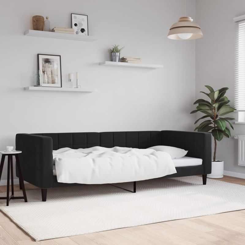 Casa si Gradina - Mobilier - Paturi si accesorii - Paturi - Pat de zi, negru, 90x190 cm, catifea - Infinity.ro