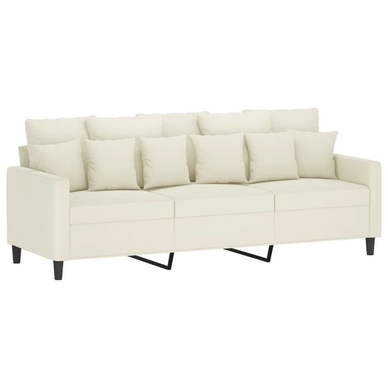 Casa si Gradina - Mobilier - Canapele si coltare - Canapele - Canapea cu 3 locuri si taburet, crem, 180 cm, catifea - Infinity.ro