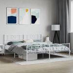 Casa si Gradina - Mobilier - Paturi si accesorii - Paturi - Cadru de pat metalic cu tablie de cap/picioare, alb, 180x200 cm - Infinity.ro