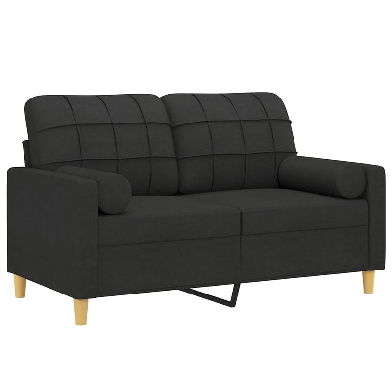 Casa si Gradina - Mobilier - Canapele si coltare - Canapele - Canapea cu 2 locuri cu pernute, negru, 120 cm, textil - Infinity.ro